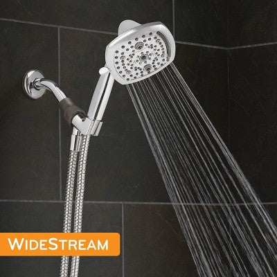 5" Contour 9 Spray WaterSense Hand Shower Chrome - Oxygenics: EPA Certified, 72" Hose, Multi-Setting Showerhead