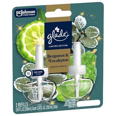 Glade Air Freshener Plug Ins Scented Oil Diffuser Refills - Bergamot & Eucalyptus - 1.34 fl oz/2pk