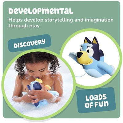 Tomy Swimming Bluey Bath Toy with Seahorse- Water Toy for Tub or Pool