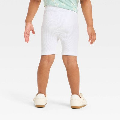 Toddler Girls' Ribbed Bike Shorts - Cat & Jack White 5T