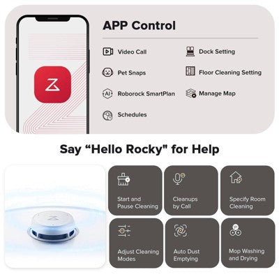 Roborock Qrevo Curv Robotic Vacuum and Mop 6.5" Path White: Multi-Surface, Electric, Tangle-Free, Automatic Height Adjustment, 2.5L Capacity (LOCAL PICKUP ONLY)