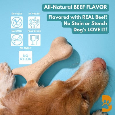 BetterBone Soft Beef Nylon Free Dog Bone Chew Toy - L: BPA-Free, Cellulose Material, Durable Construction