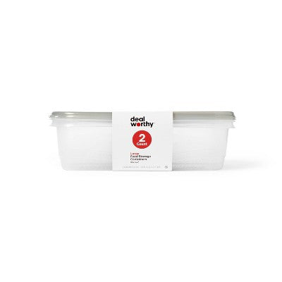 Large Rectangle Food Storage Containers - 128 fl oz/2ct - Dealworthy: Stackable Design, BPA-Free