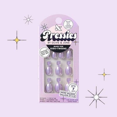 Olive & June Kids' Press-On - XS/S - La La Lavender Chrome - 28ct