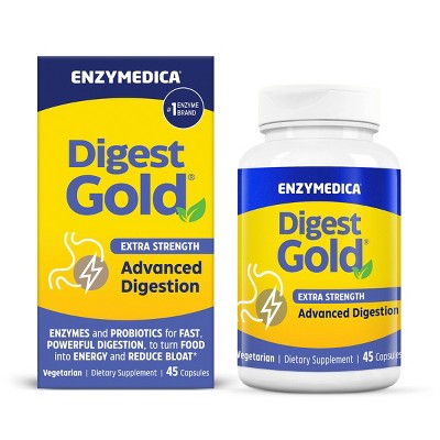 Enzymedica Digest Gold Enzymes and Probiotics Advanced Digestion Extra Strength Digestive and Gut Support Supplement Capsules - 45ct