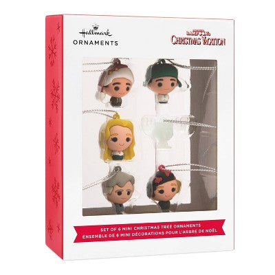 Hallmark 6pc National Lampoon's Christmas Vacation Mini Christmas Tree Ornament Set: Shatterproof, Indoor Decoration
