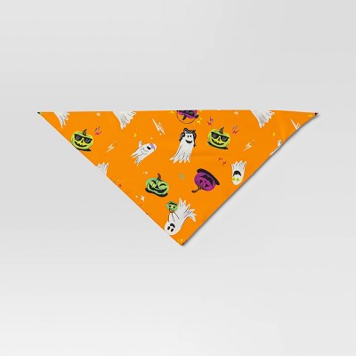 Reversible Ghost and Pumpkin Glow-in-the-Dark Halloween Matching Family Pajama Dog Bandana - Hyde & EEK! Boutique One Size Fits Most