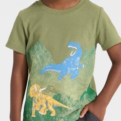 Toddler Boys' Dino Graphic T-Shirt - Cat & Jack Olive 18M