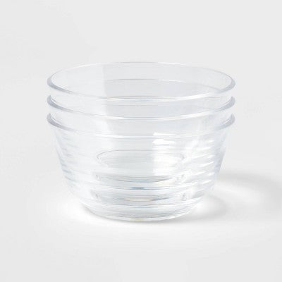 8oz 3pk Plastic Mini Bowls - Room Essentials: Clear Snack Bowls, Dishwasher-Safe, Small Round Dining Set