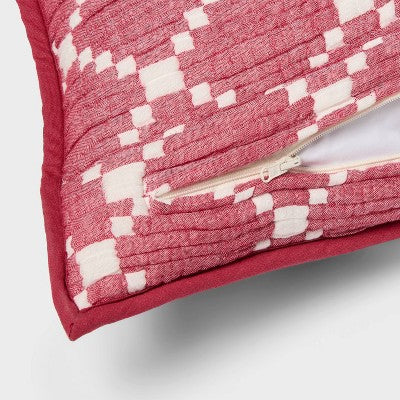 Body Pillow Cover Reversible Matelasse Red Lattice - Threshold
