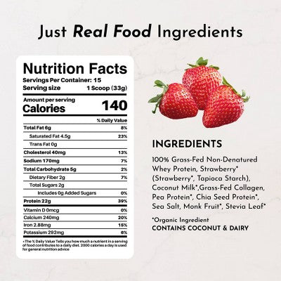 Just Ingredients Strawberries and Cream Protein Mix - 1.49lb - 15 servings