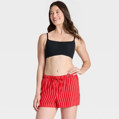 Women's Striped Flannel Pajama Shorts - Auden Red XL