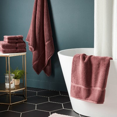 Oversized Spa Plush Bath Towel Dark Mauve - Threshold