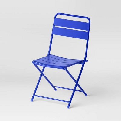 Metal Slat Folding Chair Blue - Room Essentials (LOCAL PICKUP ONLY)