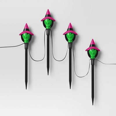 4ct LED Animated Talking Witch Novelty Stake Lights with Warm White LEDs - Hyde and EEK! Boutique