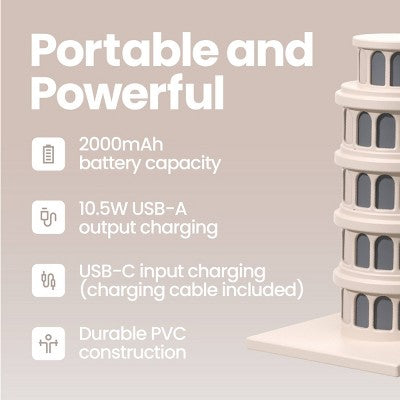 GEMS Figural 2000mAh Power Bank- Leaning Tower of Pisa