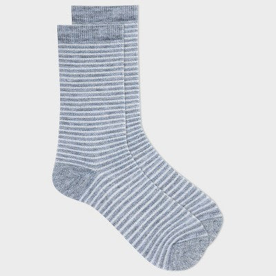 Alaska Knits Women's Striped Thermal Wool Blend Midweight Boot Socks - Light Gray/White 4-10