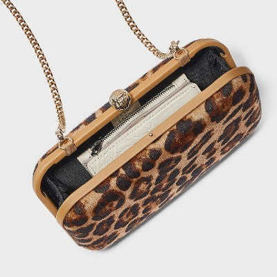 Minaudiere Clutch Crossbody Bag - A New Day Leopard