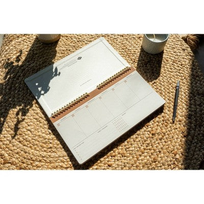 Denik 12" Desk Planner Crinkle Faux Leather White