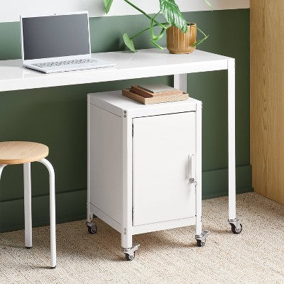 Metal Rolling Dorm Locker Storage Cabinet with Lock Chalk White - Room Essentials (LOCAL PICKUP ONLY)