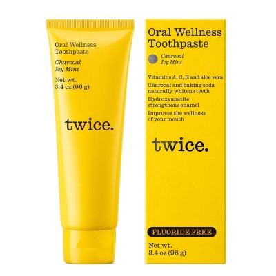 Twice Naturally Whitening Fluoride-Free Toothpaste - Activated Charcoal/Icy Mint - 3.4oz