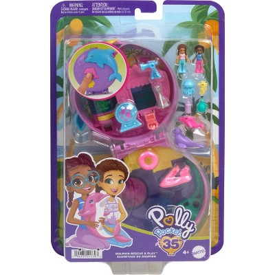 Polly Pocket Dolphin Rescue & Play Compact with 2 Micro Dolls & Ocean Accessories