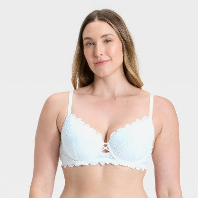 Women's Lace Lightly Lined Demi Bra - Auden White 38B