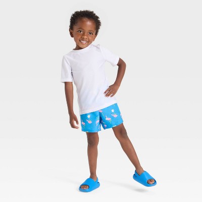 Toddler Boys' Skateboarding Flamingo Swim Set -Cat & Jack Blue 4T