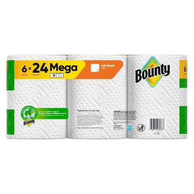 Bounty Full Sheet Paper Towels - 6 Mega Rolls