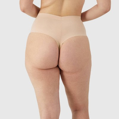 Maidenform Women's Shapewear 2pk Light Shaping Thong SES080 - Black/Beige S: Medium Control, Tummy & Hip Slimming