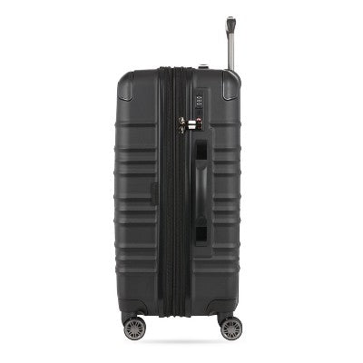 SWISSGEAR Checklite Medium Checked Spinner Suitcase - Black: Polyester Structured Luggage