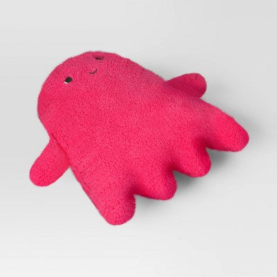 Ghost Shaped Faux Shearling Halloween Throw Pillow Pink - Hyde & EEK! Boutique: Indoor Novelty Cushion, Polyester Fill