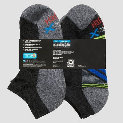 Hanes Boys' 10pk Premium No Show Socks - Black L