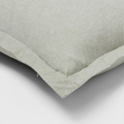 Euro Cotton Linen Blend Chambray Decorative Throw Pillow Moss Green - Threshold: Indoor Square Cushion, Zipper Closure, OEKO-TEX Certified (LOCAL PICKUP ONLY)