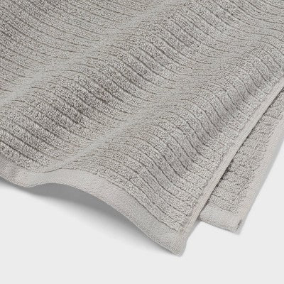 2pk Quick Dry Ribbed Bath Towel Set Light Gray - Threshold