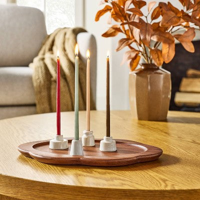 4pc Mini Ceramic Taper Candle Holders Sour Cream - Hearth & Hand with Magnolia