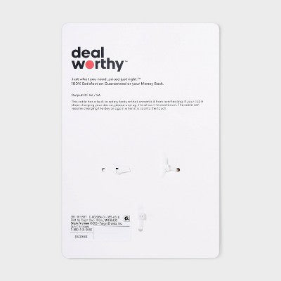 3' USB-A to USB-C Cable - dealworthy White