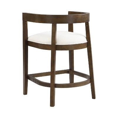 Christopher Knight Home Set of 2 25.25" Gina Upholstered Rubberwood Counter Height Barstools Walnut (LOCAL PICKUP ONLY)