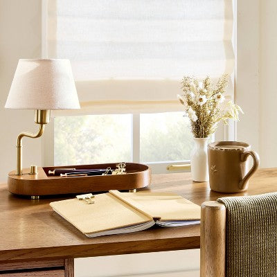 Swivel Accent Table Lamp with Mid Tone Wood Tray - Hearth & Hand with Magnolia