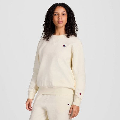 Champion Women's Fleece Crewneck Sweatshirt - Cream M