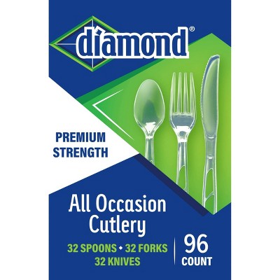 Diamond All Occasion Clear Disposable Forks Spoons and Knives - 96ct