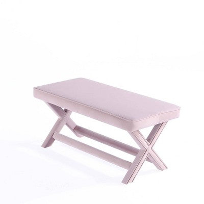 Manhattan Comfort Abigail Velvet Upholstered Double Ottoman Pink: Mid-Century Modern, No Assembly Required, Wood Legs (LOCAL PICKUP ONLY)