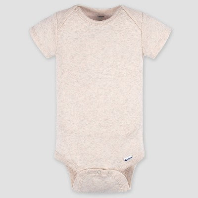 Gerber Baby 5pk Short Sleeve Onesies - Cream 0-3M: Cotton Knit Bodysuits, Pullover & Crotch Snap, Machine Washable