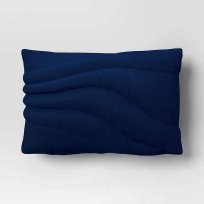 12" x 18" Lumbar Cotton Jersey Quilted Puff Throw Pillow Blue - Room Essentials