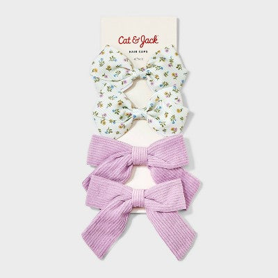 Girls' 4pk Salon Bow Clip Set - Cat & Jack Purple/Cream