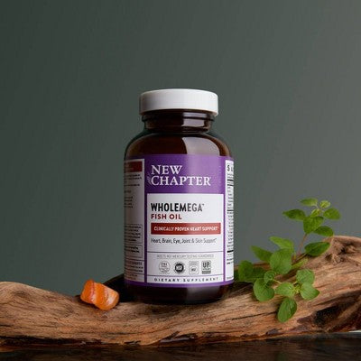 New Chapter Wholemega Fish Oil - Wild Alaskan Salmon Oil - 1000mg Softgels - 60ct: Certified Gluten-Free, NSF Certified