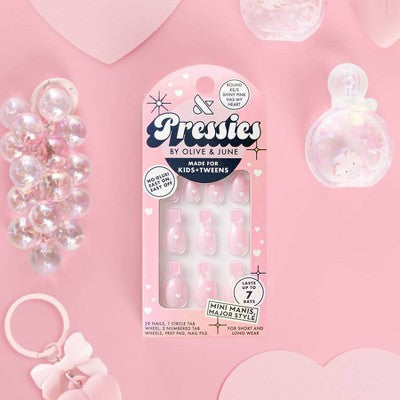Olive & June Pressies Fake Nails - XS/S Round - Shiny Pink Has My Heart - 28ct