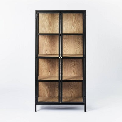 60" Crystal Cove Glass Cabinet Black - Threshold designed with Studio McGee (LOCAL PICKUP ONLY)