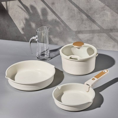 Carote 10pc Nonstick Cookware Set with Detachable Handle White