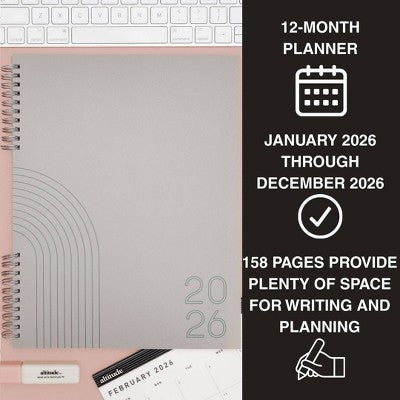 Altitude 2026 12 Months Planner 8.5"x11" Monthly/Weekly Warm Gray